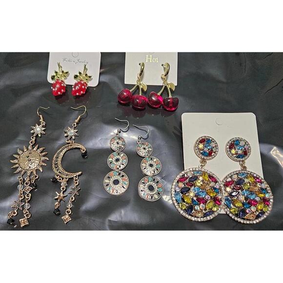 5 Set of Women's Assorted Earrings Boho/Fruit/Colorful Brand New - Picture 1 of 7